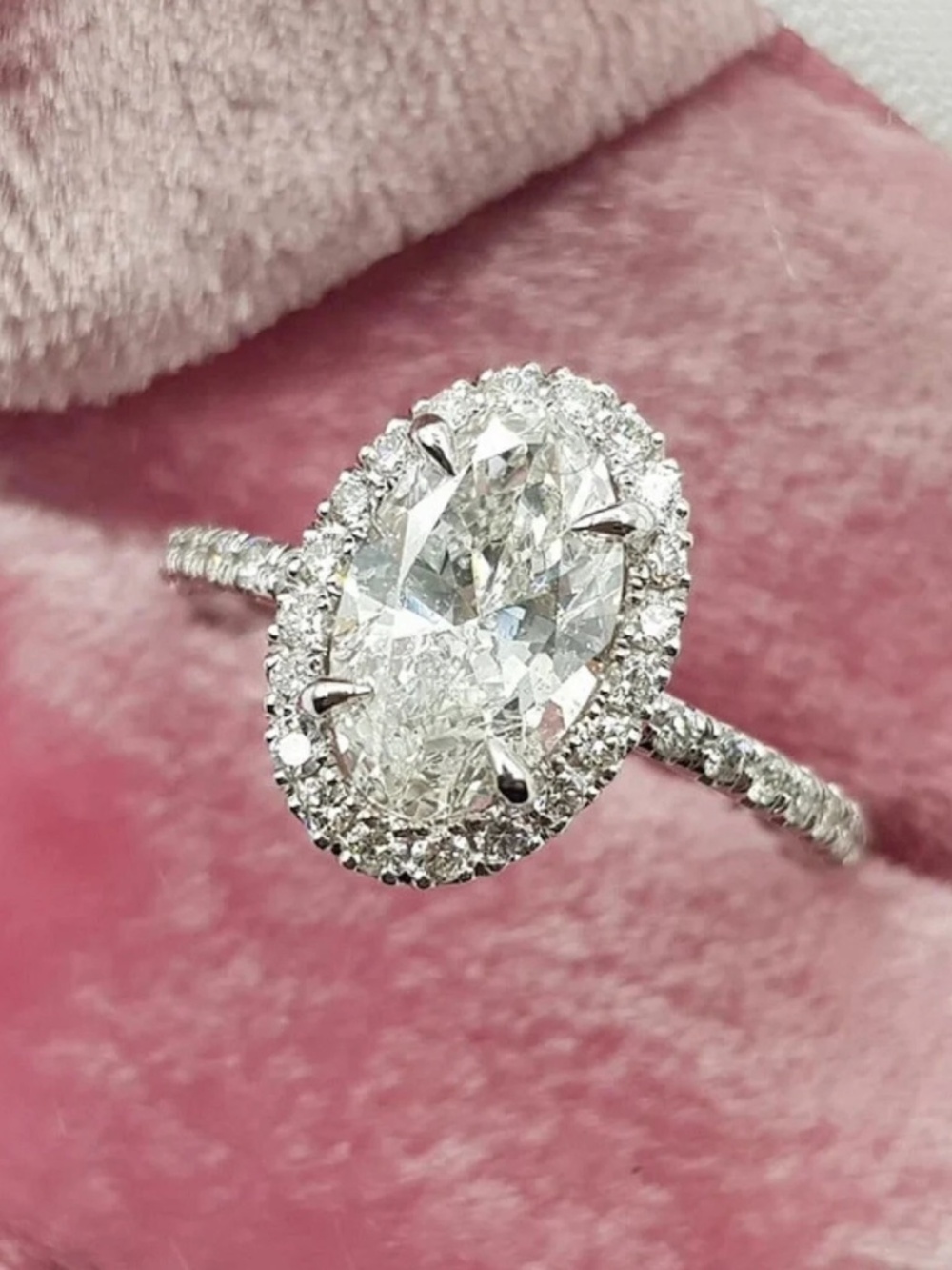 1.41 CT Oval Moissanite 14k Solid White Gold-Halo